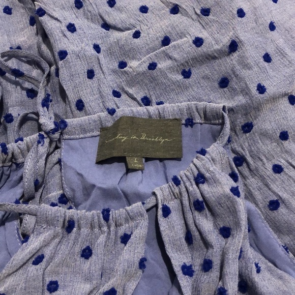 Blue polka dotted a-line dress ATHROPOLOGIE - Picture 6 of 6